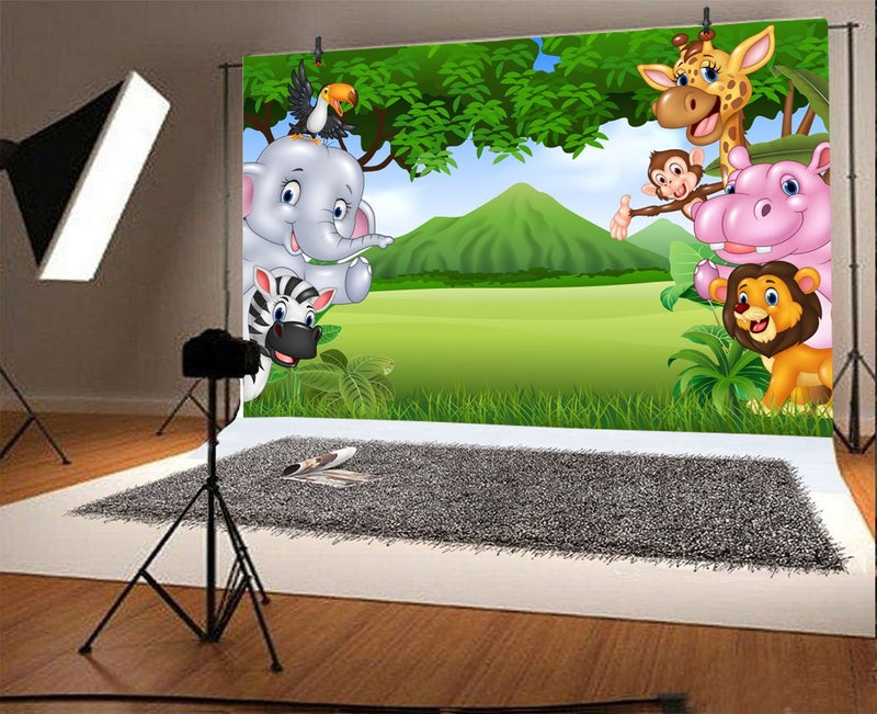 Leyiyi خلفية تصوير ليي يي 7x5 قدم كرتونية لعيد الميلاد خلفية غرفة ورق جدران حديقة حيوانات فيل أسد تنين قرد سهل عشبي جبل حفل استقبال مولود جديد دعاية استوديو فيديو - Image 3